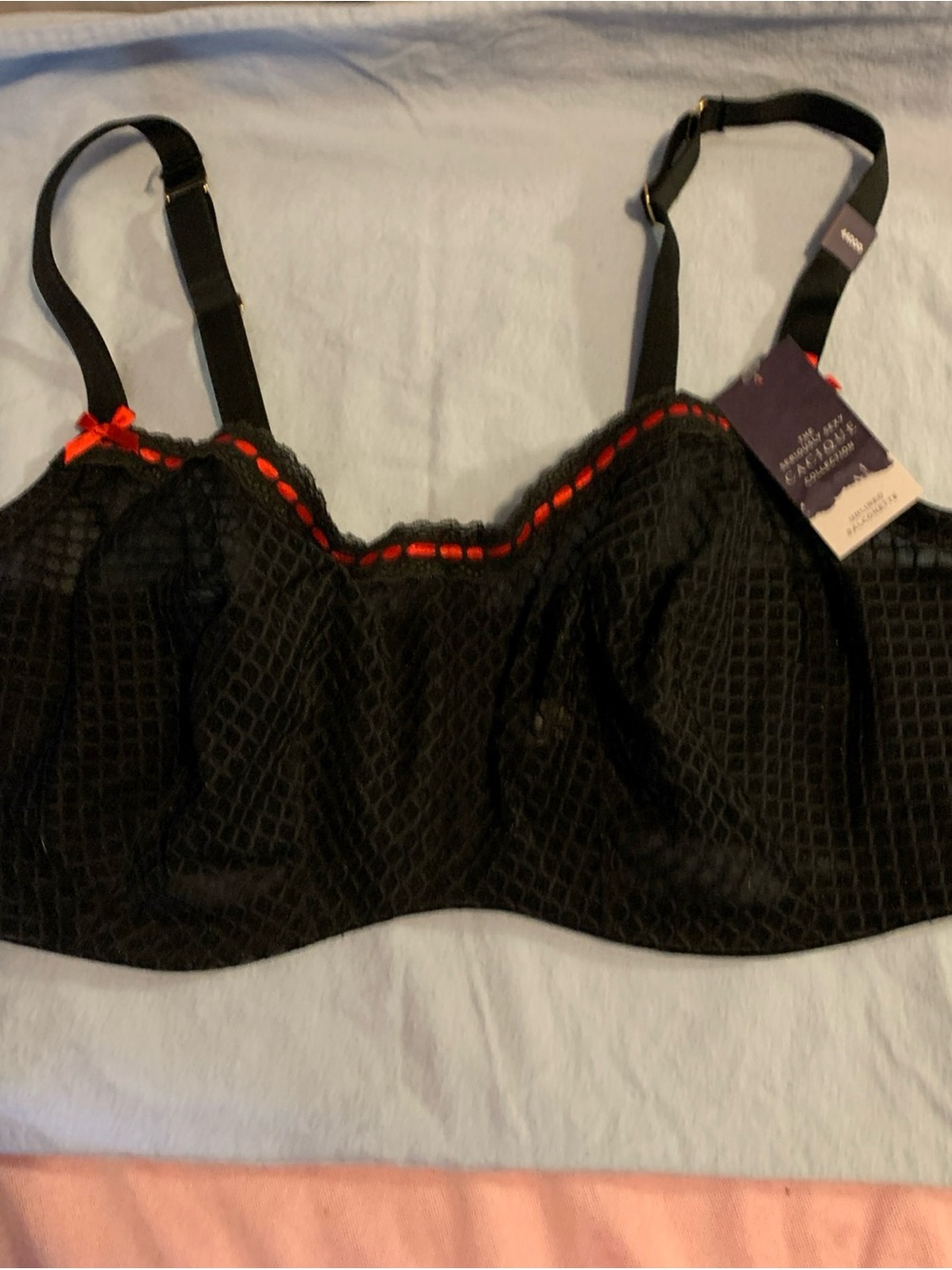 Cacique Seriously Sexy  Black lace balconette bra   44DDD